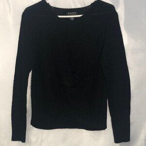 POOF New York  V-Neck Twisted Front Black Sweater Size M